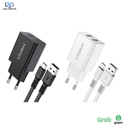 VIVAN DD02 12W Dual Port Charger With Charging Cable