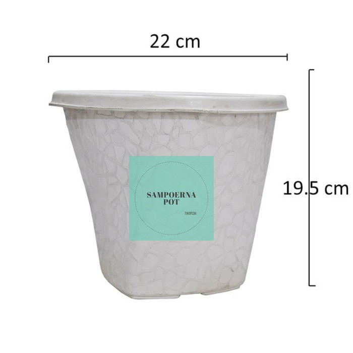 pot bunga tanaman Twister putih 20cm - twister Murah