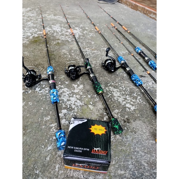 SATU SET / PAKET JORAN PANCING MURAH SPINNING PEGASUS FIBER SOLID 8-17LB 150CM, 165CM & 180CM - PAKET PANCING GALATAMA + REEL SHIMURA + FREE PACKING PIPA PVC