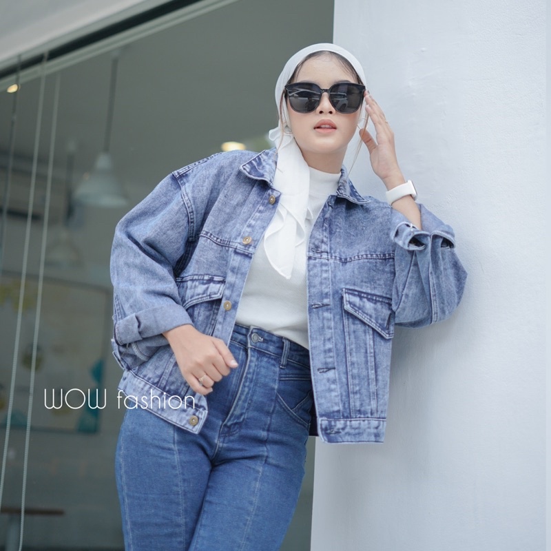 WOW-Briza Jaket Jeans Premium // Jaket Jeans Wanita / Jaket Jeans Oversize