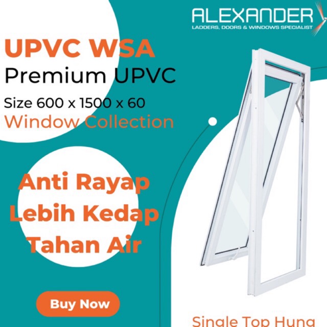Jendela UPVC Tipe WSA White (Putih) Awning Single