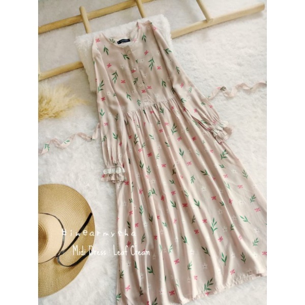 Midi dress LEAF CREAM (Long Tunik) IwearMysha