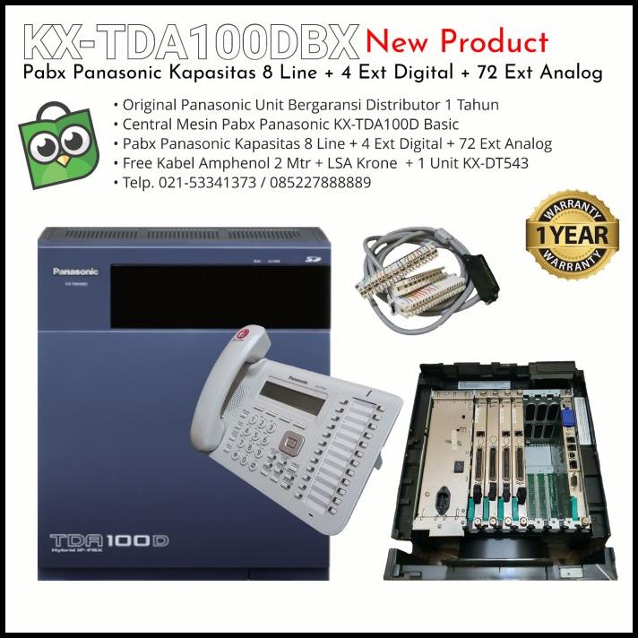 Harga Promo Pabx Panasonic Kx-Tda100D 8 Line 4 Dpt 72 Ext + Kx-Dt543