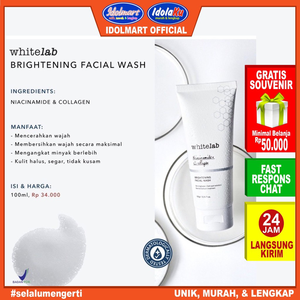 IDOLMART Whitelab Brightening Facial Wash 100ml Idolmart Surabaya