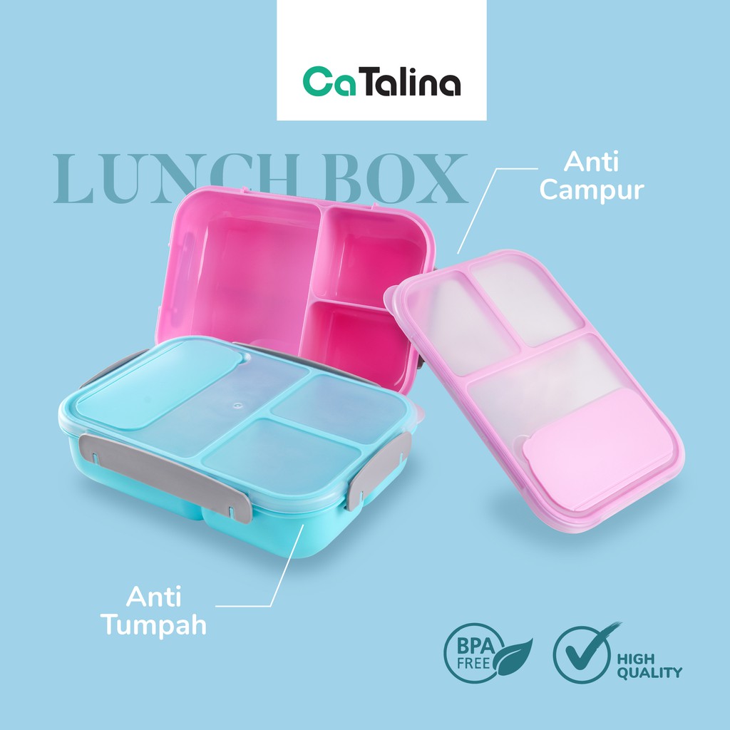 Kotak Makan Lunch Box Sekat Anti Campur & Anti Tumpah