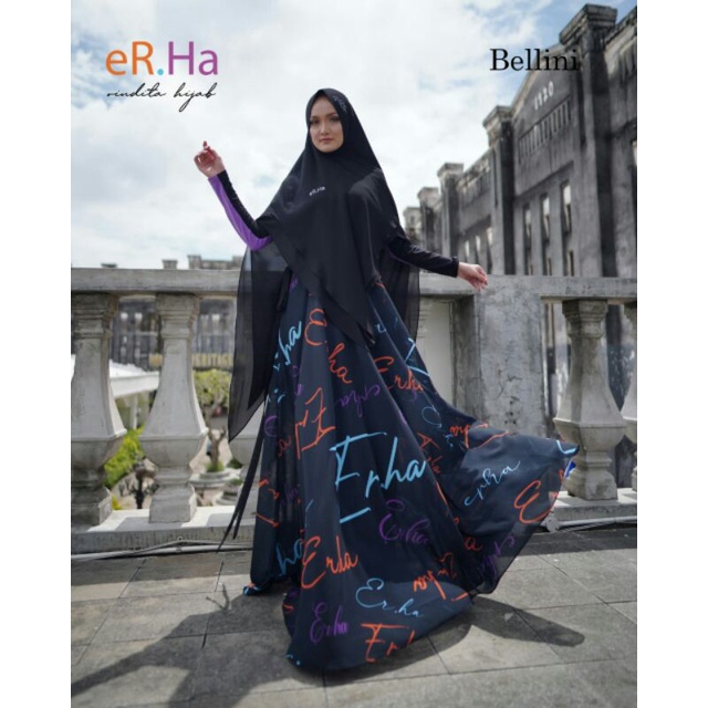 [ER.HA BY RINDITA HIJAB] GAMIS SYARI / DRESS SET PRINTING " BELLINI " by ERHA