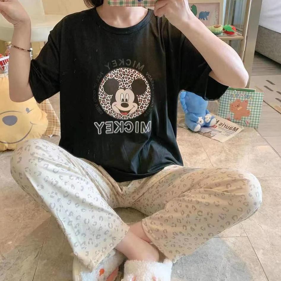 ✰ Motif Baru Setelan Import Baju Tidur Oversize Piyama Wanita Dewasa Bahan Kaos Adem Lengan Pendek ➩