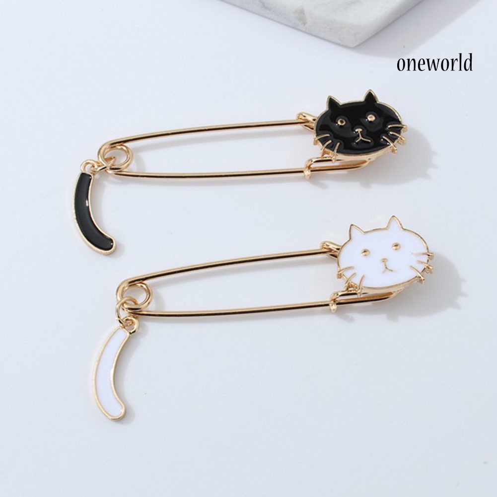 OW@ Cute Enamel Cat Brooch Pin Women Shawl Cardigan Shirt Clip Decor Jewelry Gift