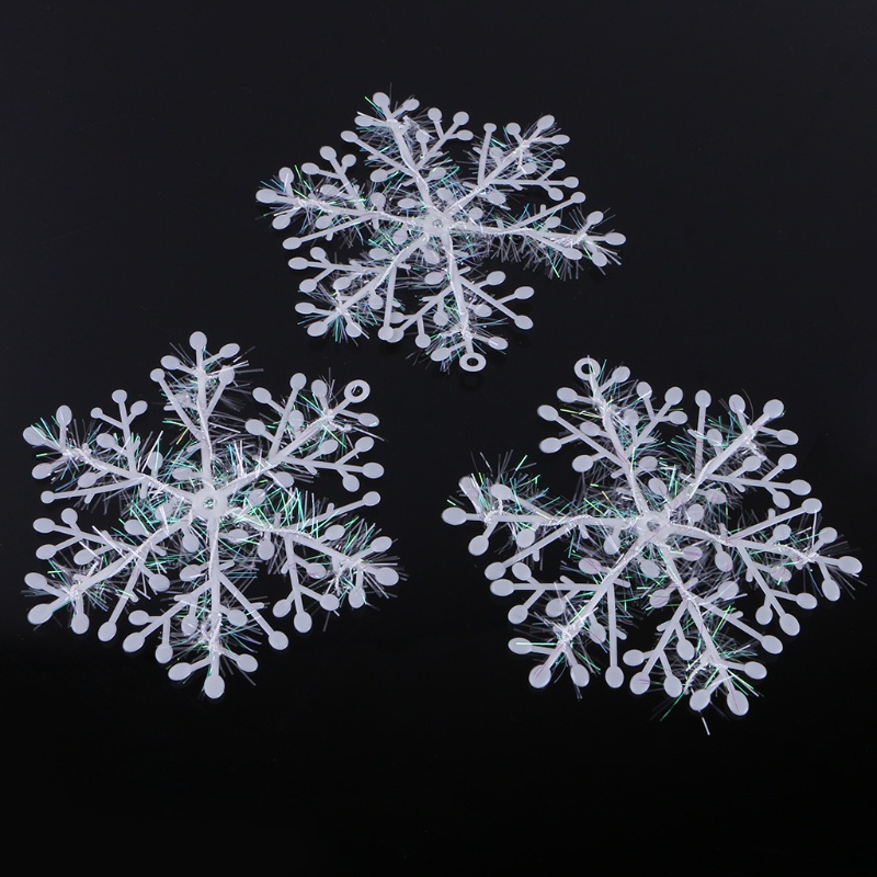 Zzz 3pcs Ornamen Snowflake Putih Pohon Natal Deco Festival Decortion