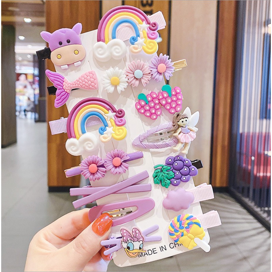 (1 Set 14 pcs) Set jepit rambut anak  motif cantik