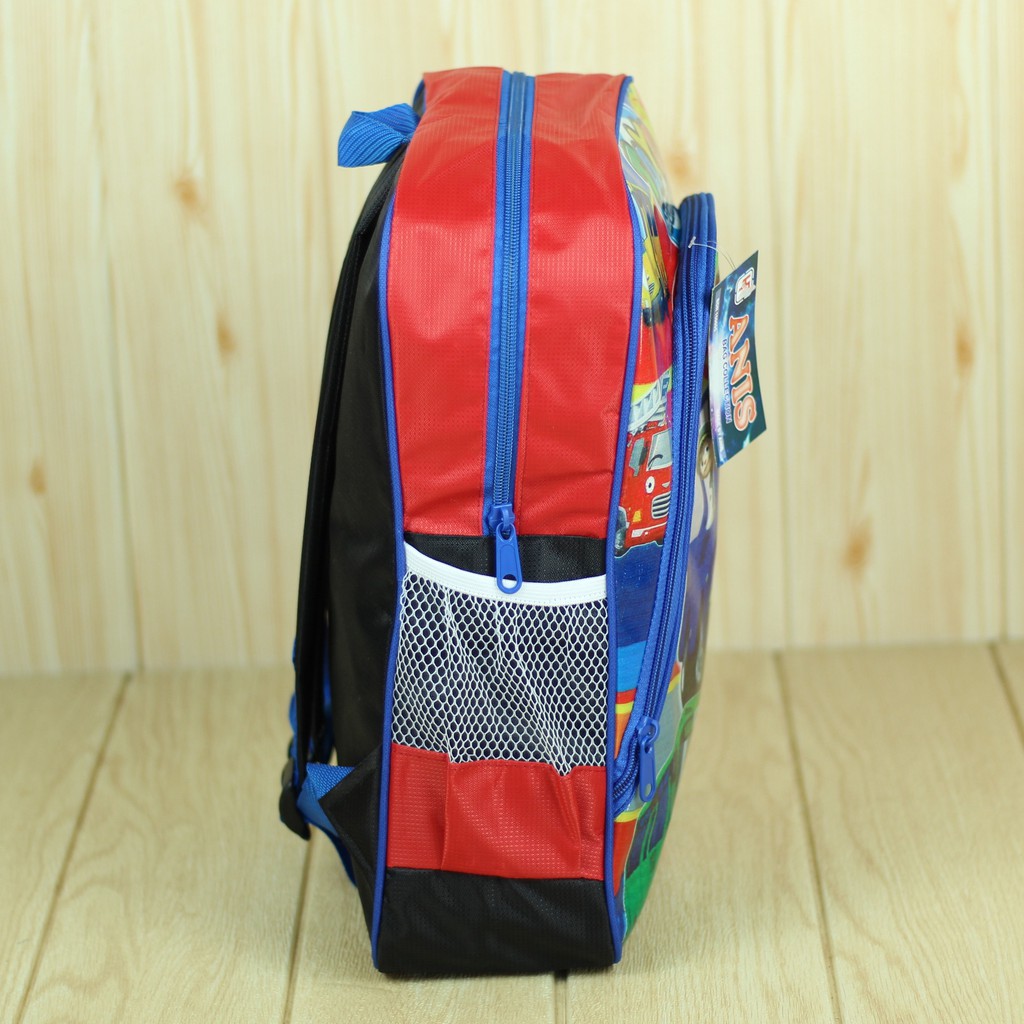 Tas Punggung Anak Cowok Motif Little Bus Merah Keren Ransel Sekolah TK SD Bahan Tebal Kuat Berkualit