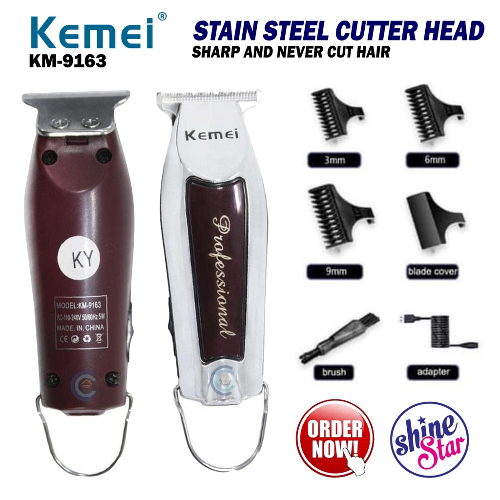 SHINE STAR - ORIGINAL KEMEI KM-9163 ALAT MESIN CUKUR WIRELESS RAMBUT JENGGOT KUMIS