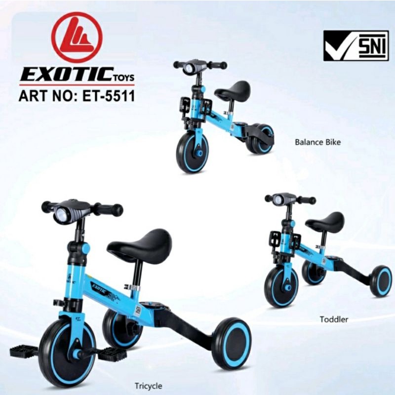 Sepeda anak Exotic ET-5511 | Push Balance Bike 3in1 Sepeda Anak Roda Tiga