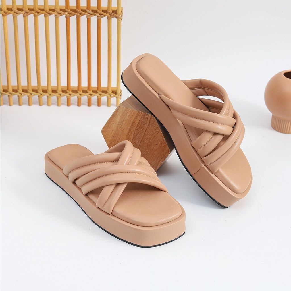 Sandal Wanita Wedges 3cm Puffy/Sendal Anak Dan Dewasa Tali Busa Empuk Women And Kids Slip On