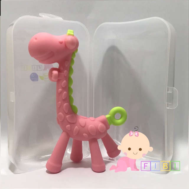 FIBI Teether Bayi Girrafe Mainan Gigitan Baby Jerapah Sikat Gigi Lucu