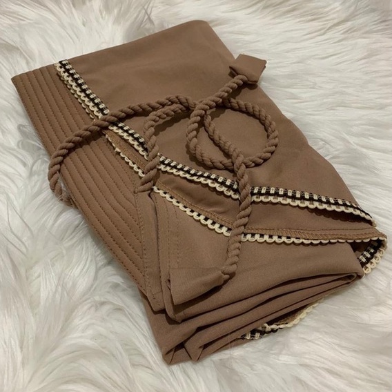 Jilbab Bergo Instan Maryam Renda Tali Kepang-Mocca