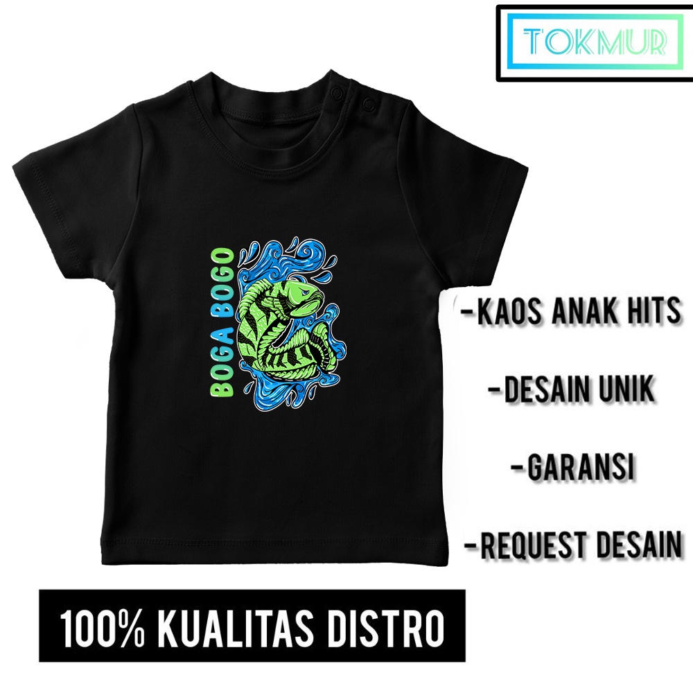 Kaos Anak Laki Laki Channa Snakehead fish Boga bogo Ikan Gabus the Predator Lengan Pendek Distro Tok