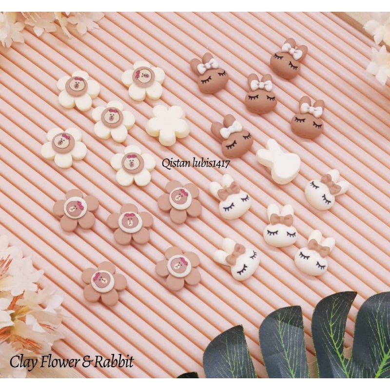 Clay Flower &amp; Rabbit Coko Milik 1pcs