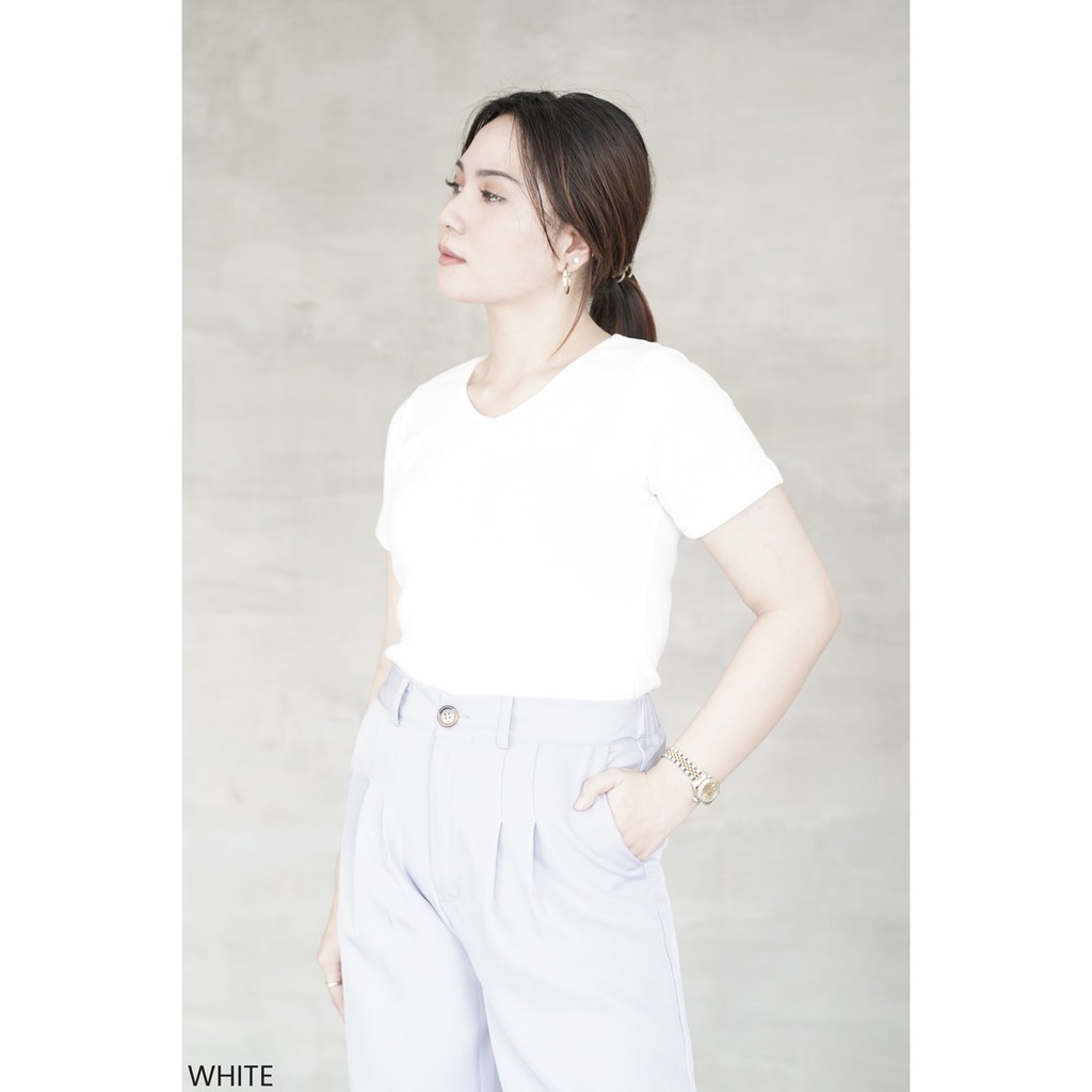 Olivia Vneck Crop Top Atasan Wanita Blouse