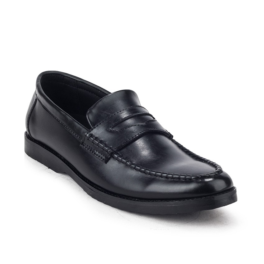 Porte Black | Sepatu Hitam Tanpa Tali Loafers Pria Casual Kerja Formal Kantor Laki | FORIND x Giant