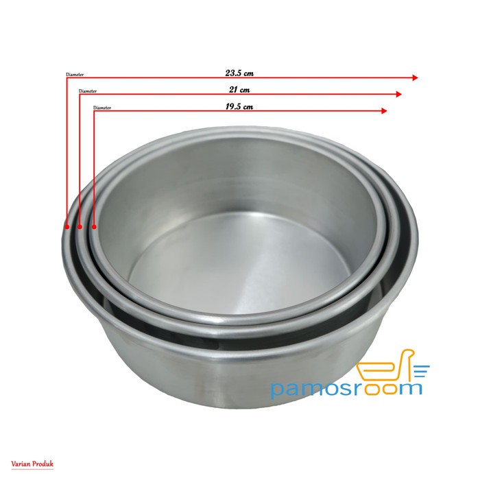 Pamosroom Loyang Bulat 1 Set 3 Pcs Bahan Aluminium Loyang Kue
