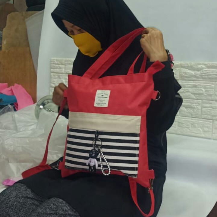 TOTEBAG RANSEL WANITA RESLETING / Tote bag RANSEL SLEMPANG KOREA STYLE BISA CUSTOM SABLON TB 001C