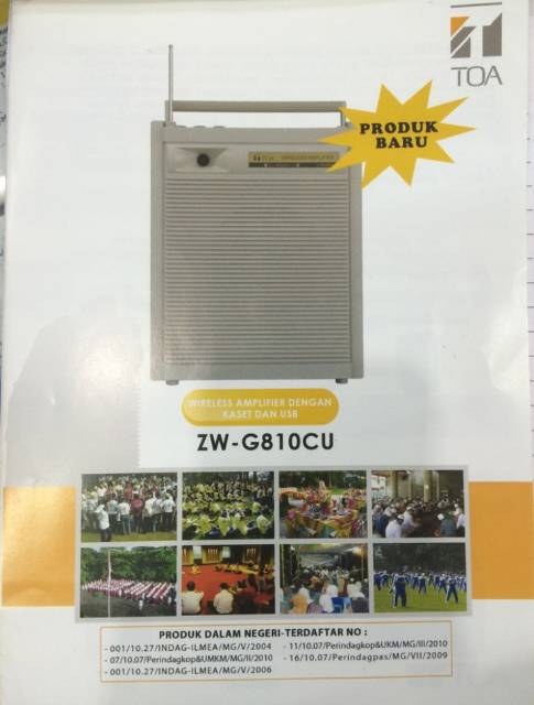 (NON COD) TOA ZW G810 CU WIRELESS AMPLI PORTABLE SPEAKER KASET + USB ORIGINAL