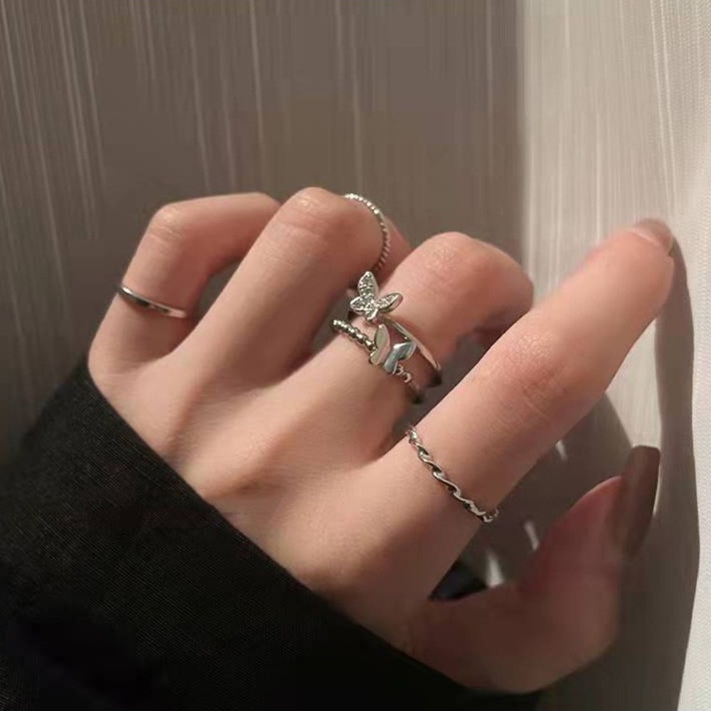 Butterfly Set Cincin Desain Kupu-Kupu Gaya Simple