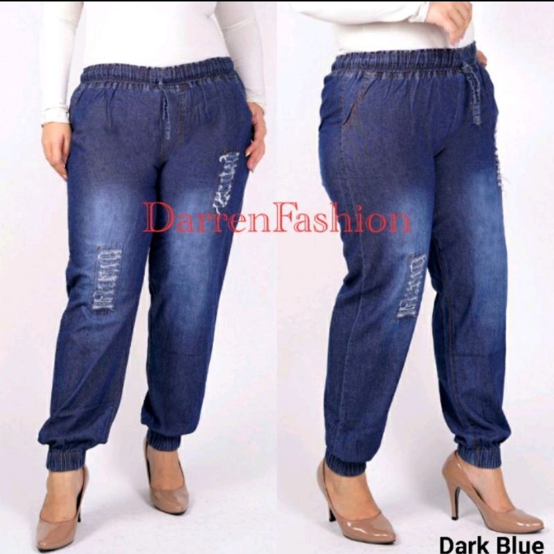 Celana Panjang Jogger  Ripped Tidak Tembus Jumbo Jeans Denim . Jogger Sobek SPR