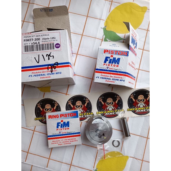PISTON SEHER KIT FIM 77 HONDA VARIO 125 DIAMETER 52.4 52.9 53.4 53.9 54.4 PEN 13 MM