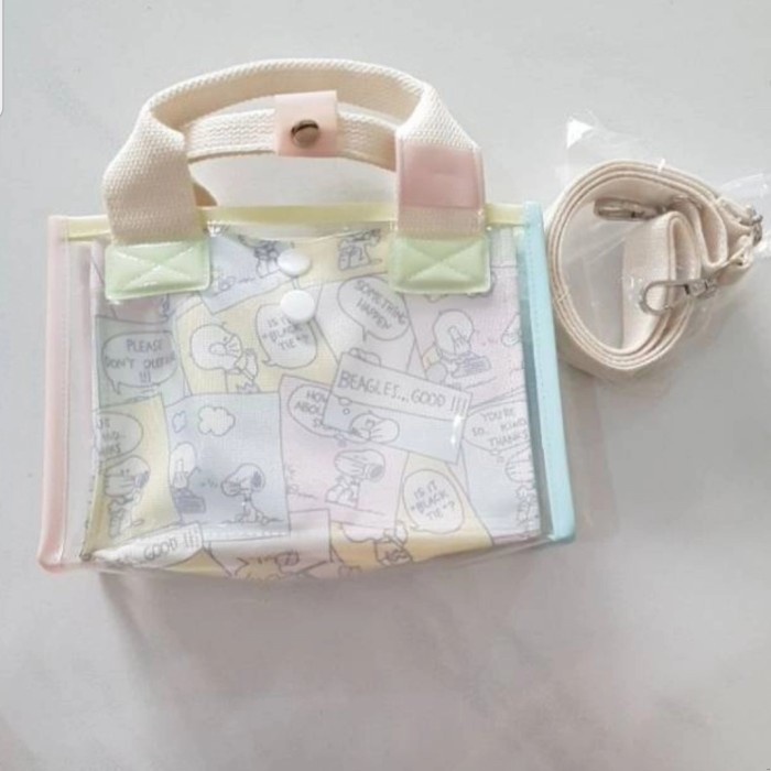 Snoopy Story Pastel Clear Tote Bag Size S - Tas Saja