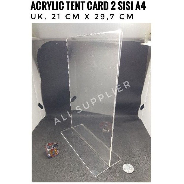 Acrylic Tent A4 model T / Acrylic A4 2 sisi / Acrylic Tent card A4 2 sisi / Acrylic display Meja A4