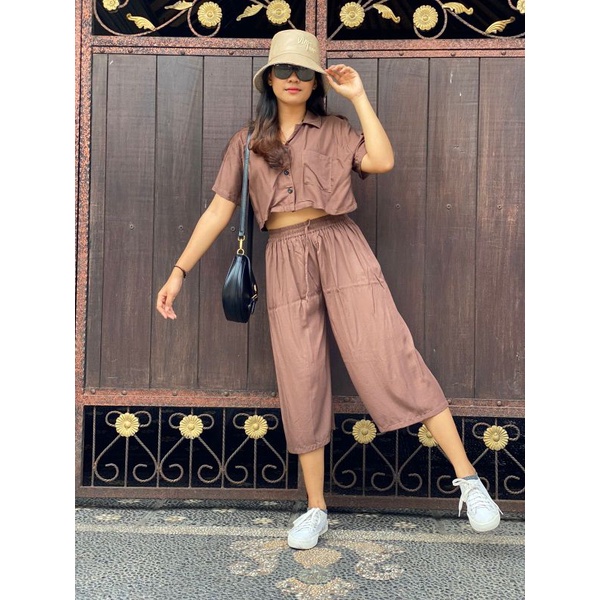 Oneset Crop Sinta  / Set Rayon Crop / New One Set-Milo