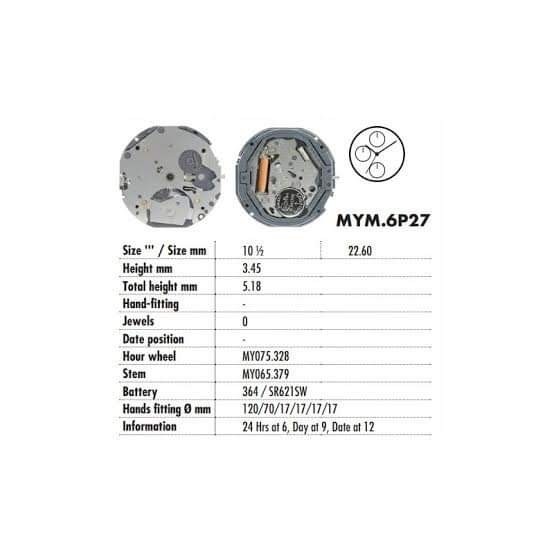 ORIGINAL MOVEMENT MIYOTA GP26 GP27 GP29 6P26 6P27 6P29 MESIN JAM TANGAN MIYOTA 6P 26 27 29 GP 27 29