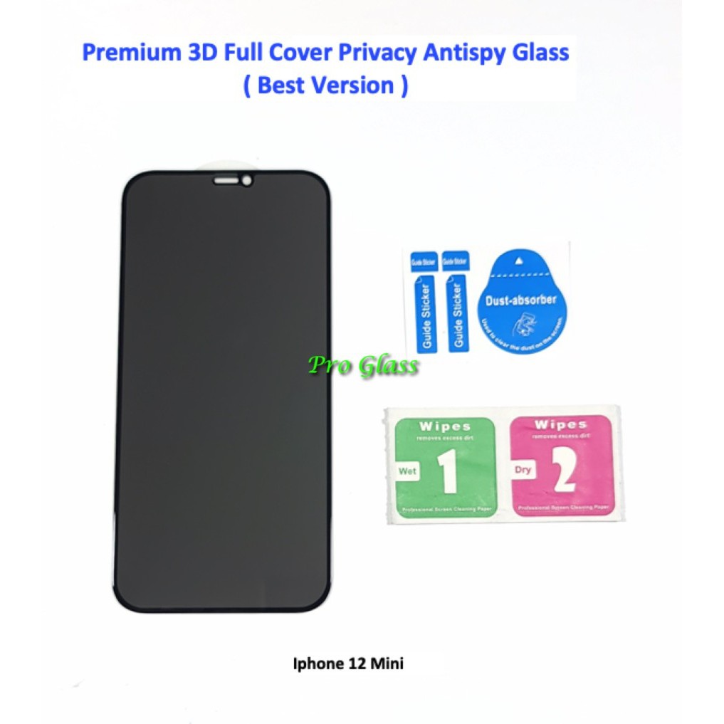 Iphone 12 / 12 MINI / 12 PRO /  12 PRO MAX 3D FULL Privacy Anti Spy Antispy Premium Tempered Glass