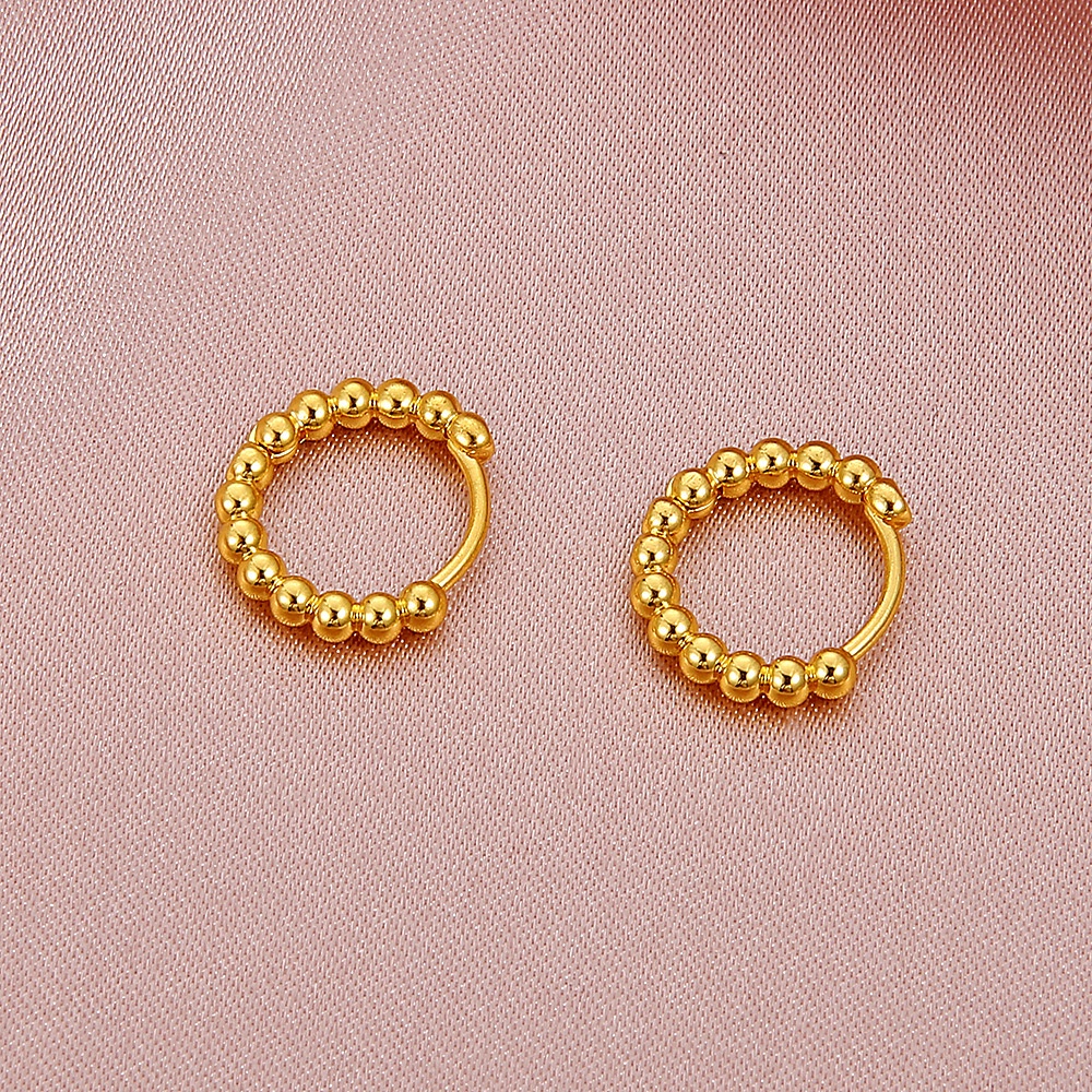 Anting Hoop Mini Warna Emas Gaya Vintage Untuk Wanita