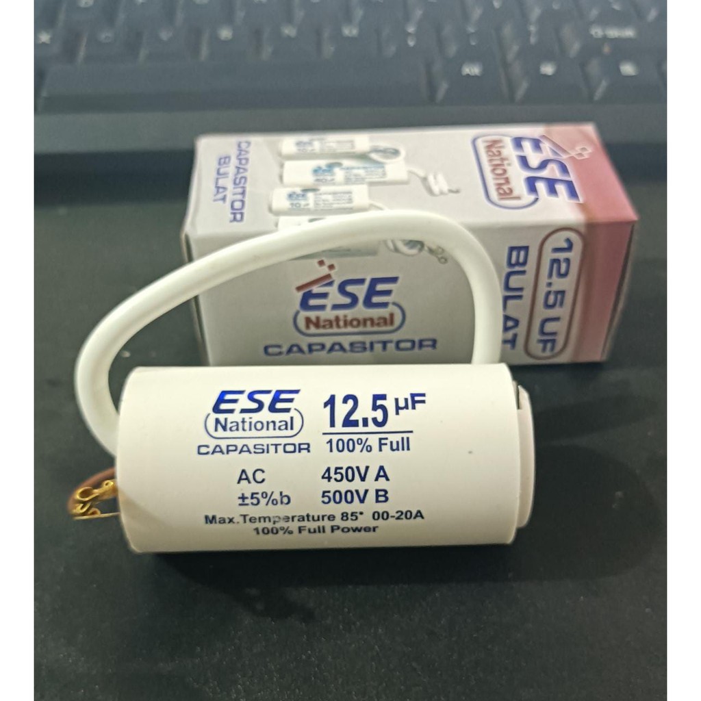 KAPASITOR BULAT ESE NATIONAL 12,5UF / CAPASITOR BULAT POMPA AIR Shimizu Sanyo Panasonic / KONDENSOR