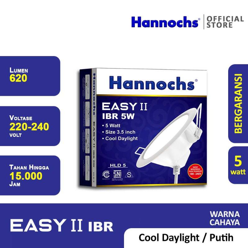 Hannochs Downlight LED EASY II 3w/5w/7w/9w/12w/15w IBR Cahaya Putih