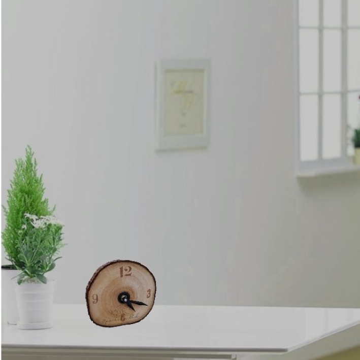 Jam meja kayu - jam kayu - jam meja kayu natural