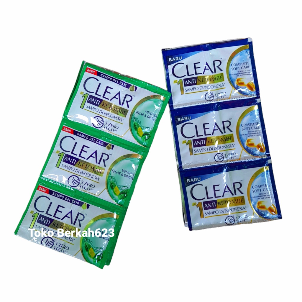 CLEAR Shampo 9ml 1 Renceng Isi 12 Sachet