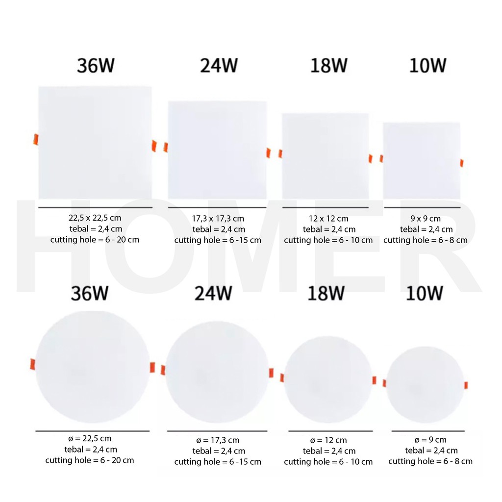 Lampu Downlight LED SNI lampu donlet plafon panel outbow ceiling siling bulat kotak plafon frameless adjustable 10w 10 watt 18w 18 watt SNI