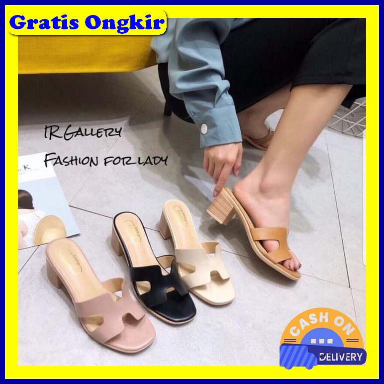 Sandal High Hils Sendal Haihils Wanita Import Kekinian Terbaru 2023 He Sepatu Heels Hak Tahu Ml22 -