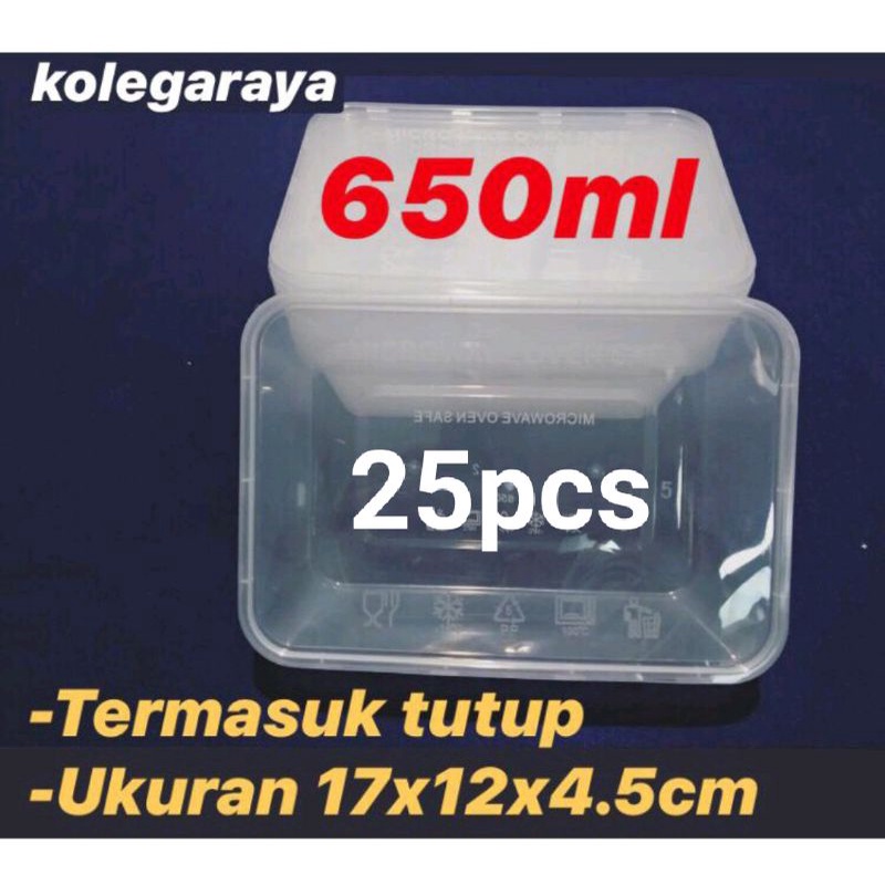 Kotak Makan Thinwall Plastik FoodGrade  OT650 ML Isi 25PCS