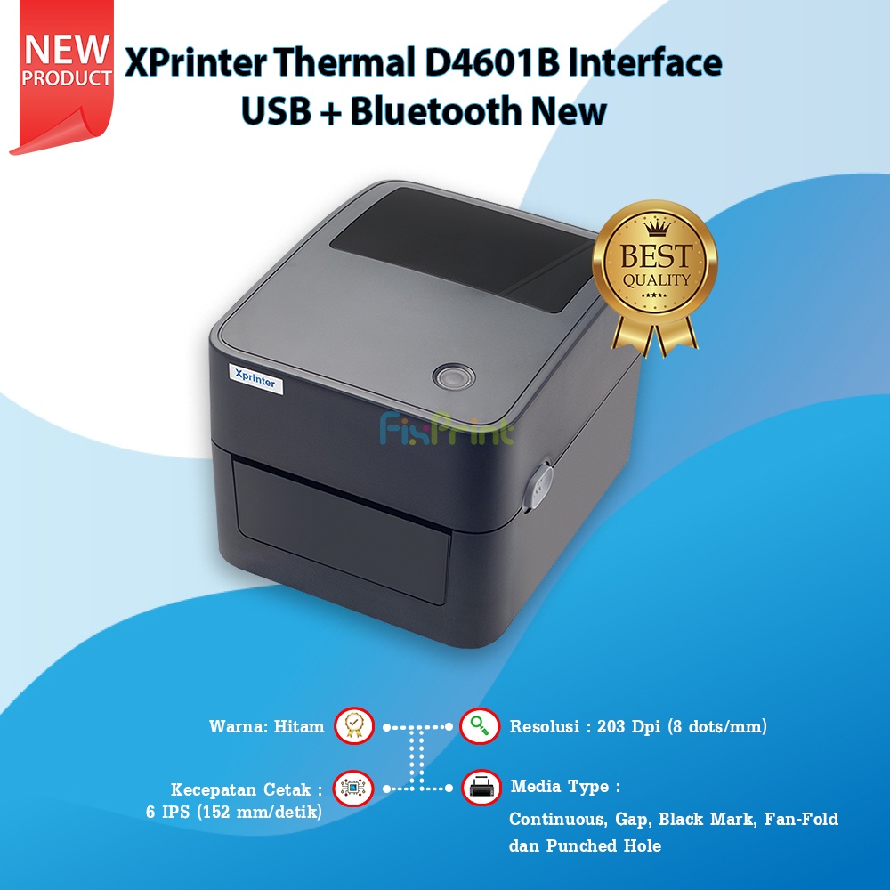 Printer Label Barcode XP-D4601B XPrinter Thermal D4601B Interface USB + Bluetooth New