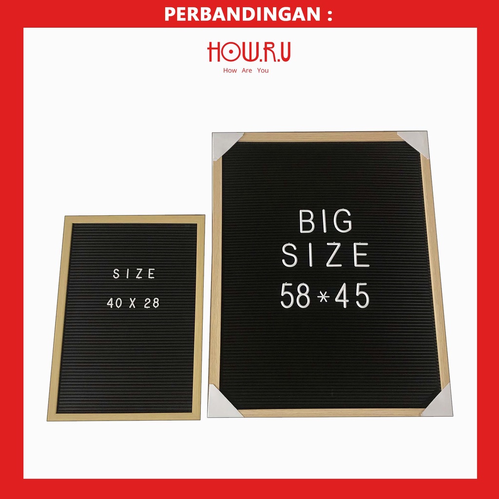 HOW.R.U | XL - Letter Board Sudah Include Huruf / Papan Meeting Kantor / Papan Menu / Properti Foto / Konten Medsos / Dekorasi Rumah Viral 58x45 cm