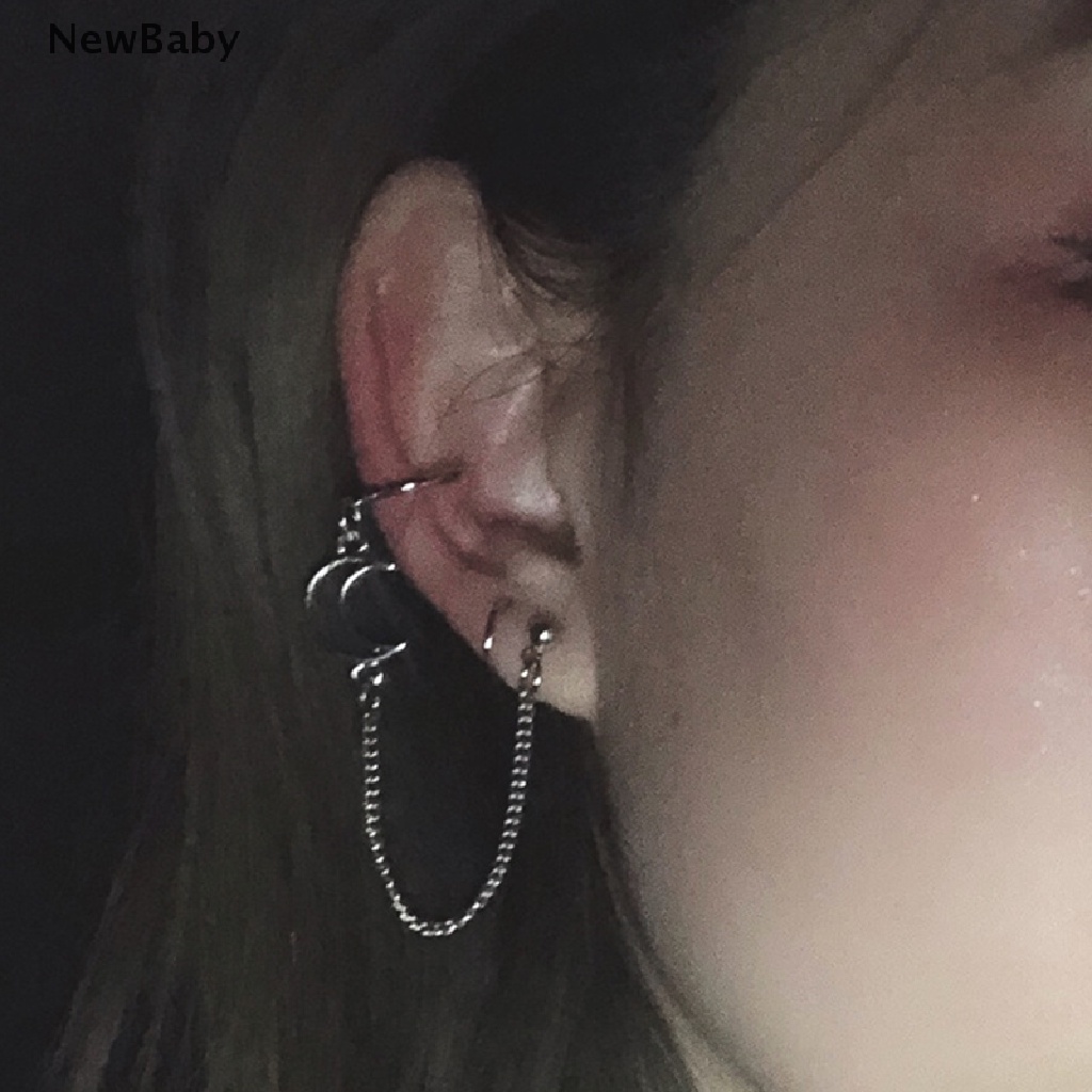 Anting Bentuk Bulan Model Hollow Out Irregular Gaya Punk Korea Untuk Wanita