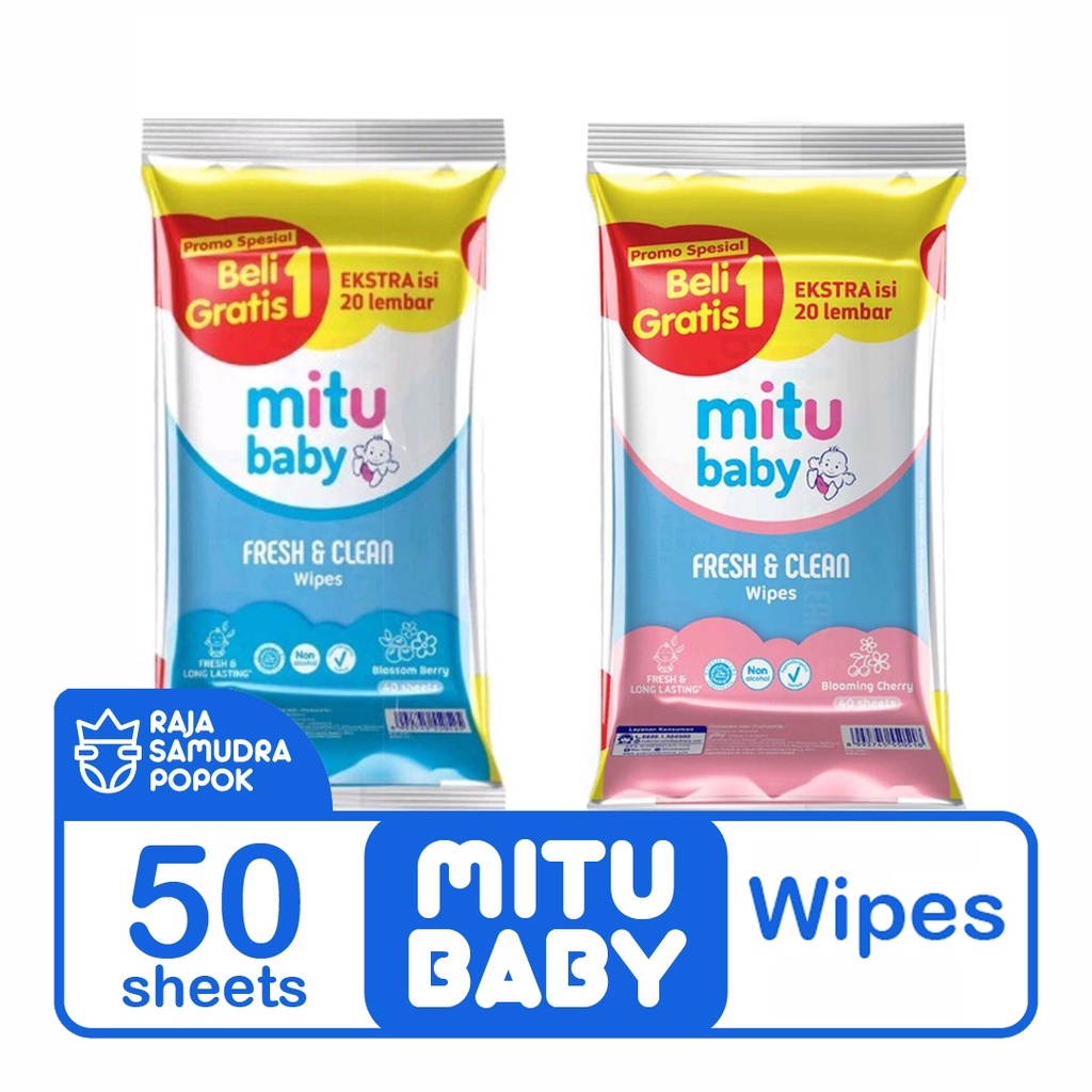 RANDOM - TISU BASAH MITU BABY WIPES FRESH CLEAN 50`S BUY 1 GET 1