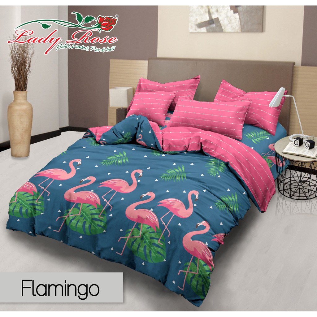 Ww Bed Cover Lady Rose Flamingo Rumbai 160x200 Queen Bantal 2 Shopee Indonesia