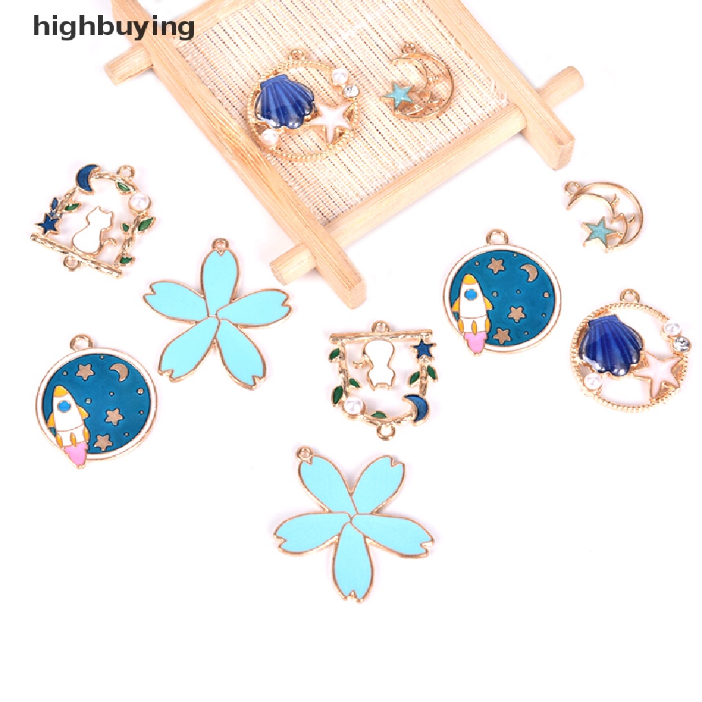 Hbid 14pcs / lot Liontin Bahan Metal Enamel Untuk Membuat Perhiasan Charms