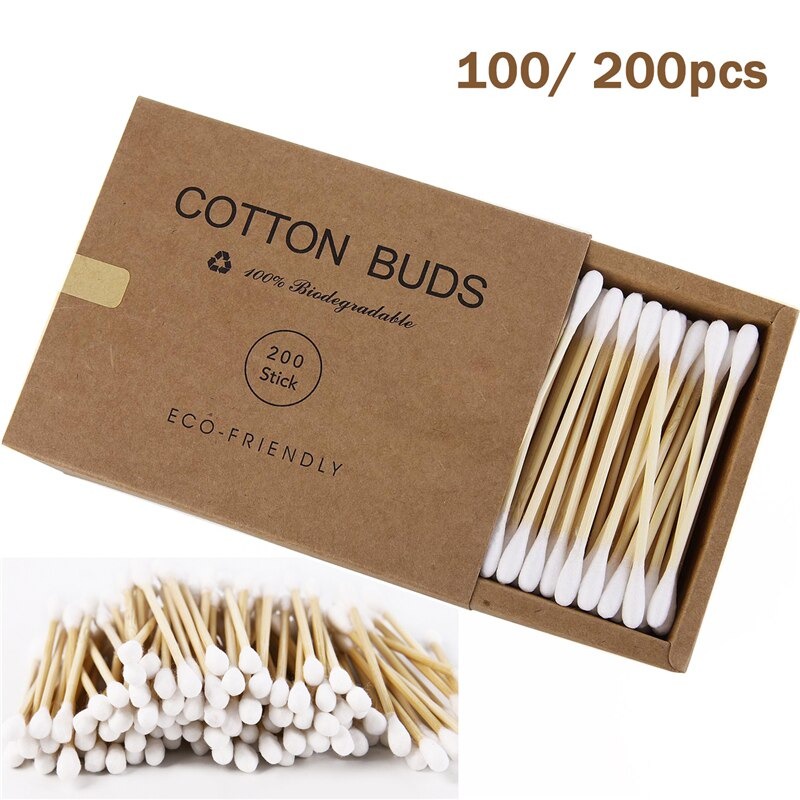 Korek Kuping Cotton Buds Bambu Pembersih Telinga Korek Kuping Bambu Pembersih Telinga 200PCS